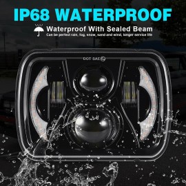 Unbranded For Jeep Cherokee XJ 1984-2001 Wrangler YJ 1986-1995 5x7" 7x6 Led Headlight DRL