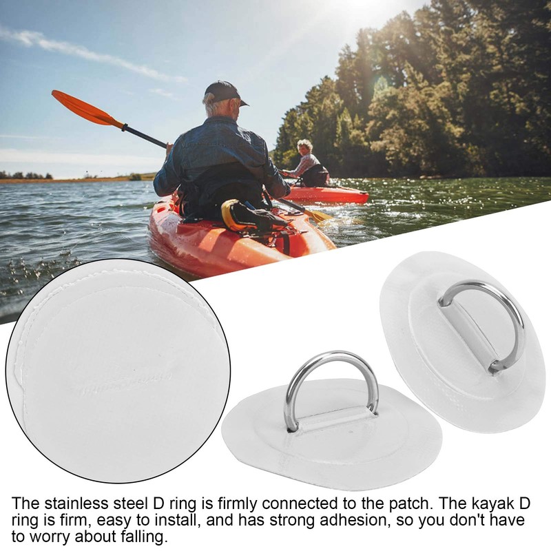 Inflatable Boat D‑Ring Pad, Stainless Steel + PVC D‑Ring Pad