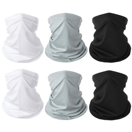 6 Pieces Summer Face Cover For Men Women UV Neck Gaiter Protection Face Breathable Sunscreen Bandana Cycling Running (Solid Color-1)