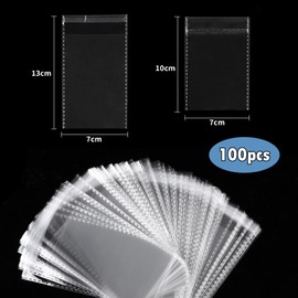 GWHOLE OPP Bags, Clear Plastic Bags, OPP Packaging Bags with Seals, 100 Pieces, Wrapping Bags 2.8 x 3.9 inches (7 x 10 cm)