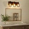 Farmhouse Bathroom Vanity Light, 3-Light Wood Bathroom Light Fixtures Over