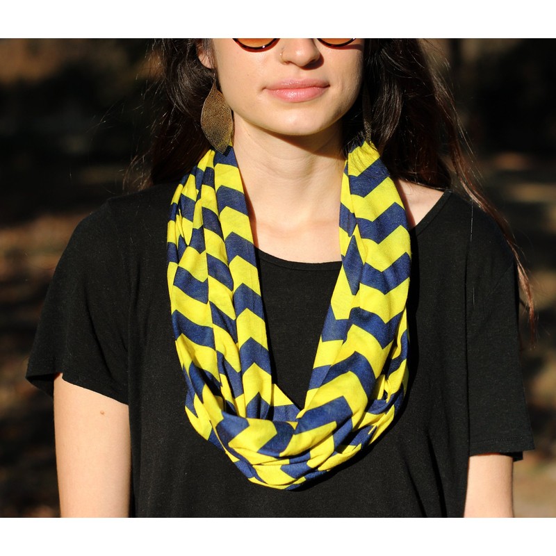 Yellow & Navy Chevron Infinity Scarf