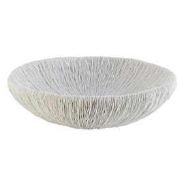 47th & Main Abstract Resin Round Tray Home Décor for Table, 10" Dia x 3" H, White