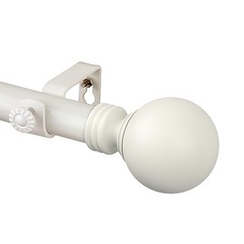 Rod Desyne Globe 1" Single Curtain Rod, 48-84 inch, White