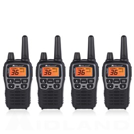 Midland T71VP3 36 Channel FRS Two-Way Radio - Up to 38 Mile Range Walkie Talkie - Black/Silver (Pack of 4), 6.2" x 1.3" x 2.3", Model Number: T71X4VP3