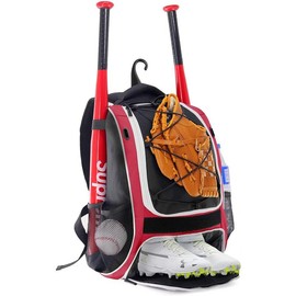 WOLT | Youth Baseball Backpack for T-Ball & Softball Gear，Premium Youth and Adult Baseball Gear Backpack - Color: Red