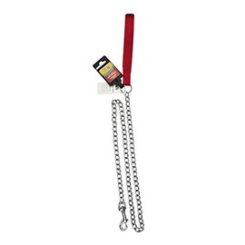 Fancy Pets Correa para Perro con Cadena Metálica Cromada 2.0 mm 120 cm Roja Mango de Nailon Soporta hasta 25 kg para Paseo y Entrenamiento