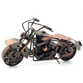 QIRLOEU Handmade Metal Motorbike Model - Unique Motorcycle Gifts for Bikers Dad Husband Him Her, Vintage Steampunk Desk Decor for Industrial Man Cave, Home & Office