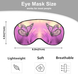NOHSHE Purple Butterfly Sleep Eye Mask Eye Cover Showy Purple Flowers Silk Eye Mask for Sleeping with Adjustable Strap for Travel Nap Shift Work Office