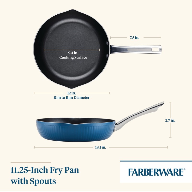 Farberware Style Nonstick Cookware Frying Pan/Skillet with Pour Spouts, Dishwasher