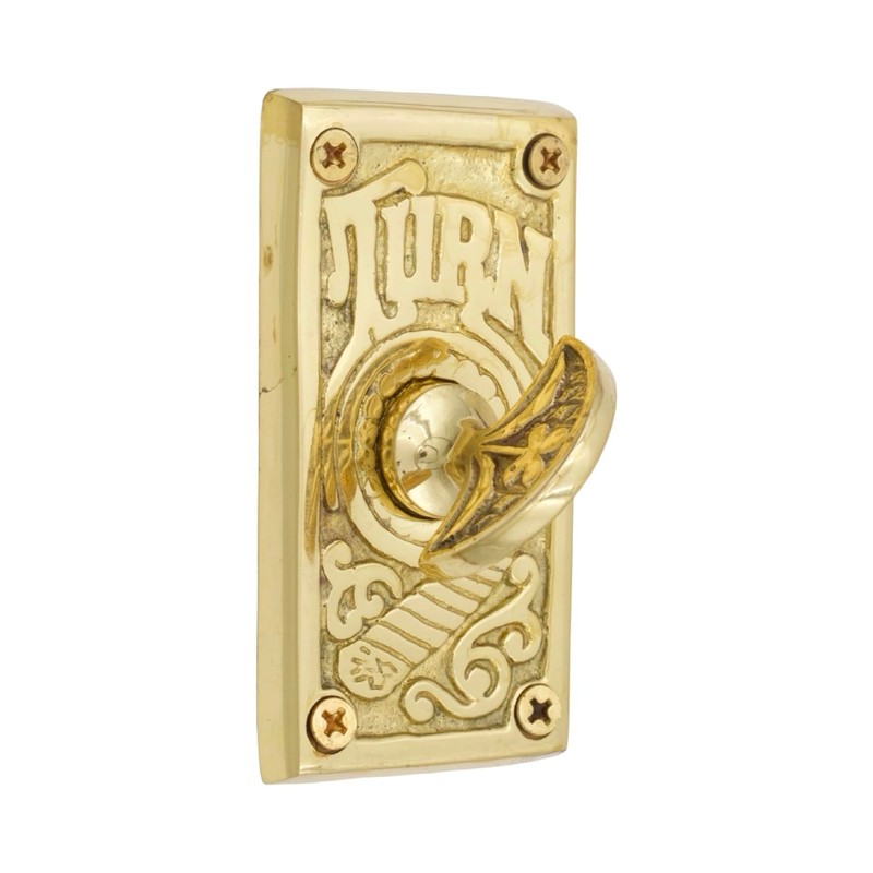Antique Replica Non Electric Solid Brass Hand Crank Twist Doorbell