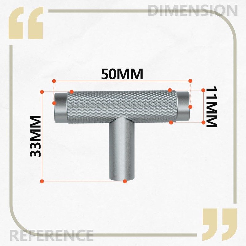 Bwintech 12 Pack Grey 50MM Knurled Cupboard Handles, Furniture Drawer