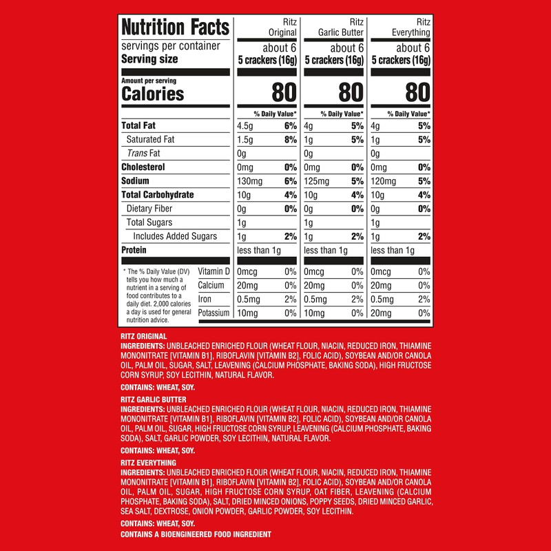 RITZ Crackers Entertaining Variety Pack with Original, Everything, and Garlic