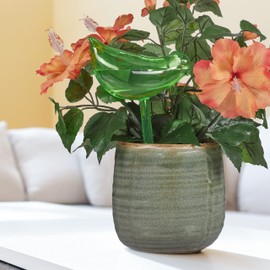 Relaxdays Watering Globes Set of 4 Automatic Water Dispensing Bird Shape 200 ml Each Green