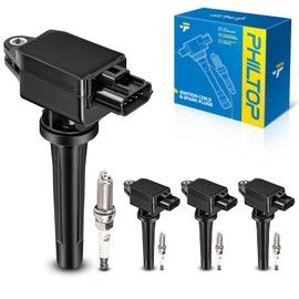 PHILTOP Set of 4 Ignition Coil Pack and Iridium Spark Plugs Fits for 2012-2023 Mazda 3,2014-2017 Mazda 6,2016-2021 CX-3,2013-2018 CX-5,2020-2023 CX-30,2016-2023 MX-5 Miata