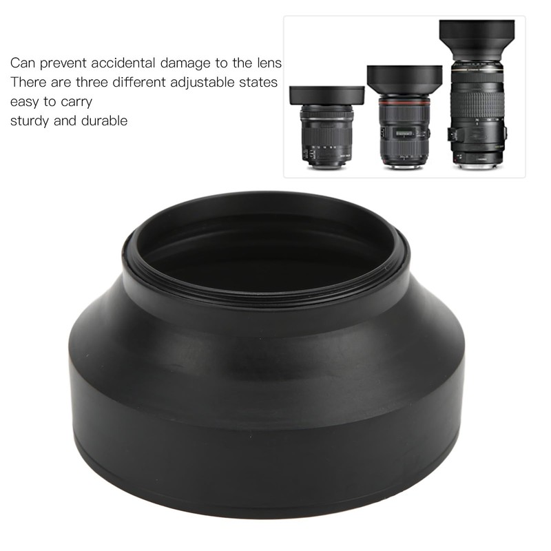 Collapsible Lens Hood, Universal Collapsible Camera Lens Hood with 3