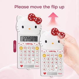 TuviKai Cute Calculators, 8 Digit with LCD Display for Teachers Student Basic Office, Kids Calculator, Calculator for School, Mini Calculator, Cartoon Calculator, Handheld Calculator 5.92.6 inch White