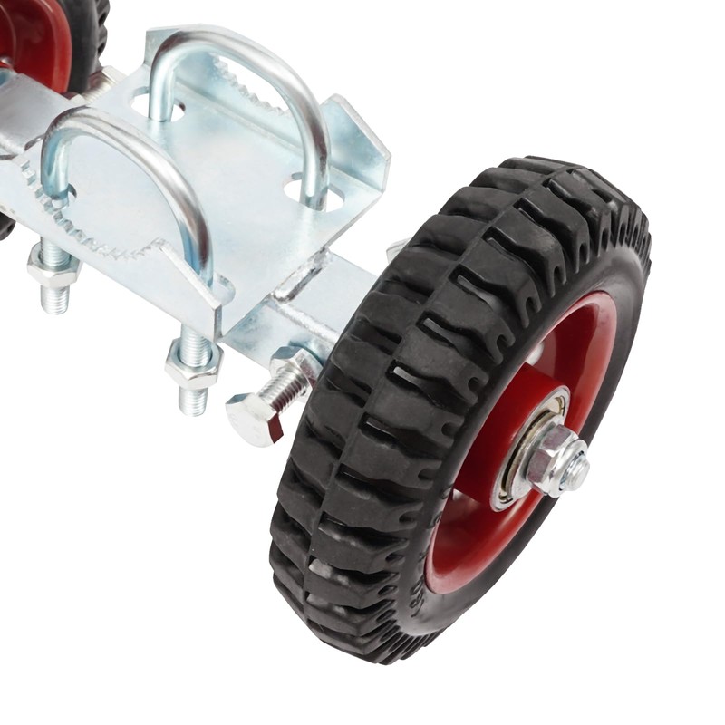 2 Pack Rolling Gate Heavy-Duty Rubber Wheel Carrier, Double-U Bolts