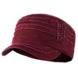 D&Y - Gorra militar unisex de algodón desgastado en capas desgastadas, Borgoña, One Size