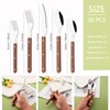 20 Pieces Forged Silverware Set for 4, Stainless Steel Wooden