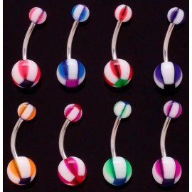 JSW Body Jewelry B#230 - 27pc Cross Stripe UV Acrylic Belly Rings 14 gauge 14g Navel Naval