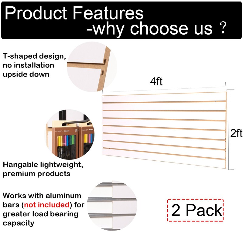 FRAYSCENT MDF Slat Wall Paneling for Retail Display 2 Pack