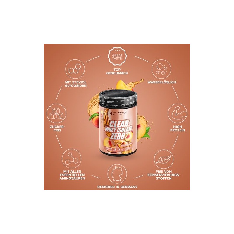 IronMaxx Clear Whey Isolate Zero - Peach IceTea 400g Dose