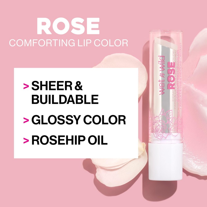 wet n wild Rose Comforting Glossy Natural Lipstick Dark Red