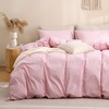 TOCOMOA Pink Gingham Duvet Cover Bedding Set 100% Washed Cotton