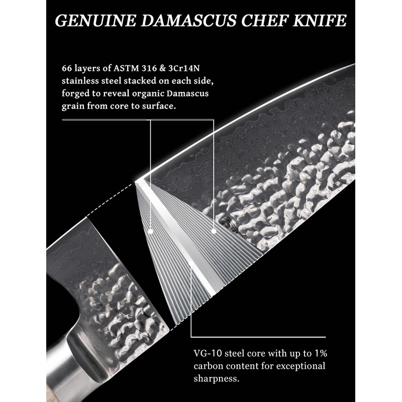 Jingseiho Professional Knife Set - VG-10 67-Layer Damascus Forged Steel,