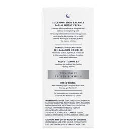 Eucerin Skin Balance Night Cream, humectante facial para piel sensible enriquecido con complejo Tri-Balance, botella de 1.7 oz