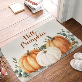 Alfombra de baño para baño, calabaza, acuarela, otoño, Acción de Gracias, alfombra de espuma viscoelástica, alfombra pequeña, suave, ligera, absorbente, lavable para decoración del hogar, hotel, 6.2 x