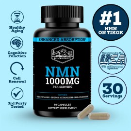Black Forest Supplements NMN 1000mg – Dietary Supplement with BioPerine – 60 Capsules