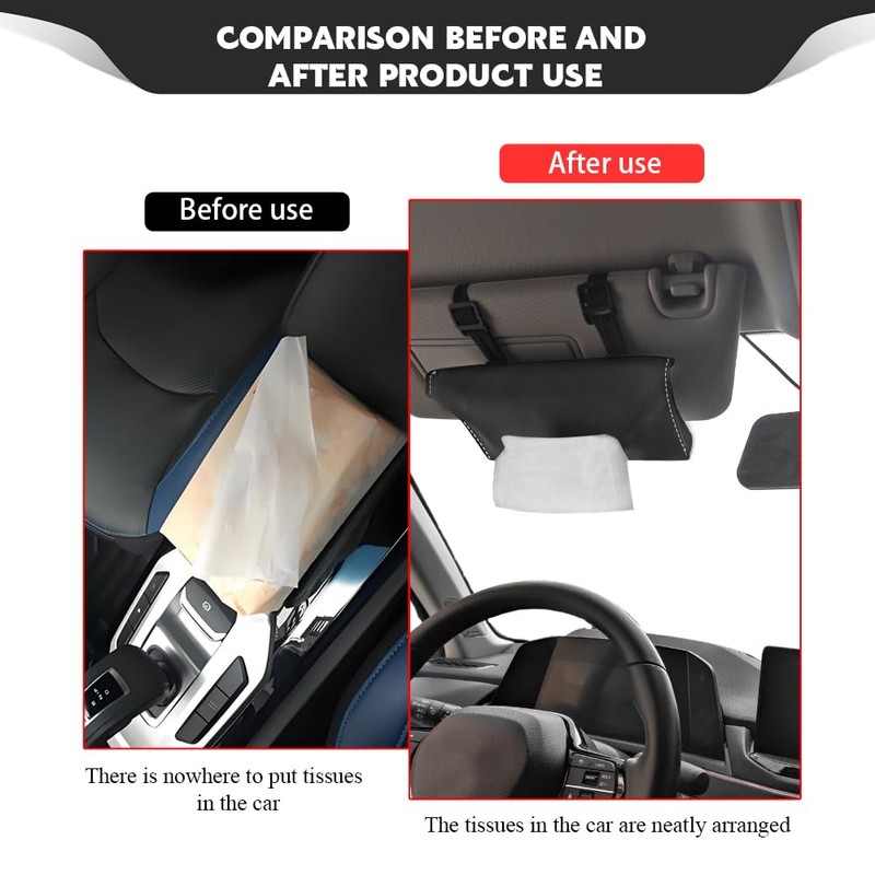 Lyxheth Car Tissue Holder, Tissue Box for Car, PU Leather