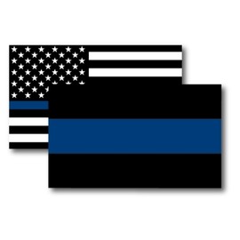 Magnet Me Up Thin Blue Line and Thin Blue Line American Flag Magnet Decal, 3x5 Inches, 2 Pack, White, Black, and Blue, Heavy Duty Automotive Magnet for Car Truck SUV