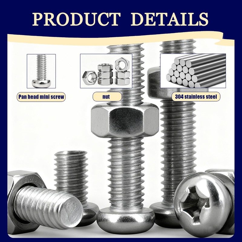 Dianrui 1120PCS 304 Stainless Steel Metric Micro Screws Nuts Assortment,