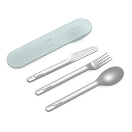 Bentgo® Stainless Travel Utensil Set - Reusable 3-Piece Silverware Set with Carrying Case, High-Grade Premium Steel, BPA-Free Case, Eco-Friendly - Ideal for Travel, Camping, and Office Use (Aqua)