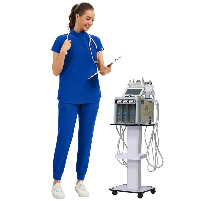 Kitmaz Scrub Set for Women-Modern Mandarin Collar Oversized Scrub Top