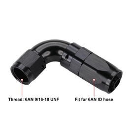 Podavelle 6AN 90 Degree Elbow Swivel Hose End Full Flow Fitting Adapter Aluminum Black