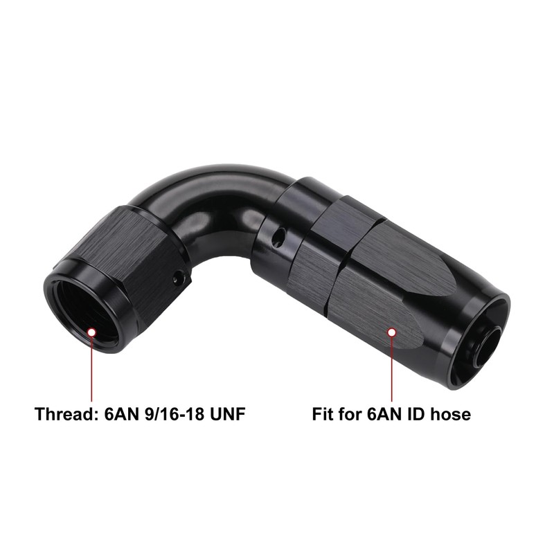 Podavelle 6AN 90 Degree Elbow Swivel Hose End Full Flow