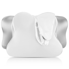 Hahafelt Cervical Neck Pillowcase (Only Pillowcase) Satin Pillowcase with Zipper Ergonomic Pillowcase Contour Pillow Case Cover for Side Back Stomach Sleepers (White and Gray,Queen Size)