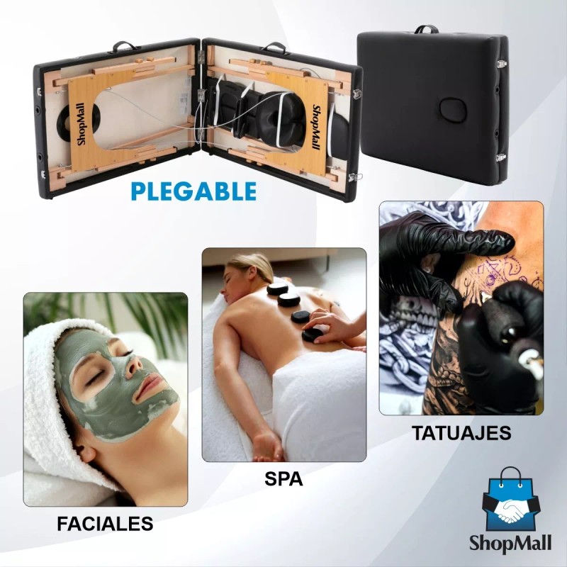 ShopMall Camilla portátil spa de madera color negro ShopMall Cama