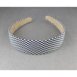 Fashion Accessories Now Black White headband gingham fabric covered hair band headband gingham plaid check 1 3/16 inches wide