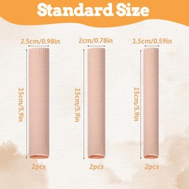 Giantree 6 Stück Silikon Zehenschutz, 3 Größen Schneidbar Zehenschutz, Toe Cushion Tube Gel Fingerschutz Schlauchbandage Druckschutz für Kissen Mais Blasen Schwielen Zehen und Finger (S+M+L)