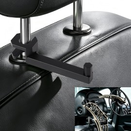 Car Headrest Archery Bow Holder - Green Metal Universal Vehicle Mount Hook, Compact Backseat Hunting Gear Organizer (Black)
