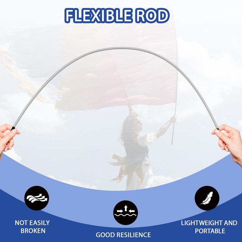 Baisdan 8 Piece Flex Rods, 35 in Worship Flags Bendable