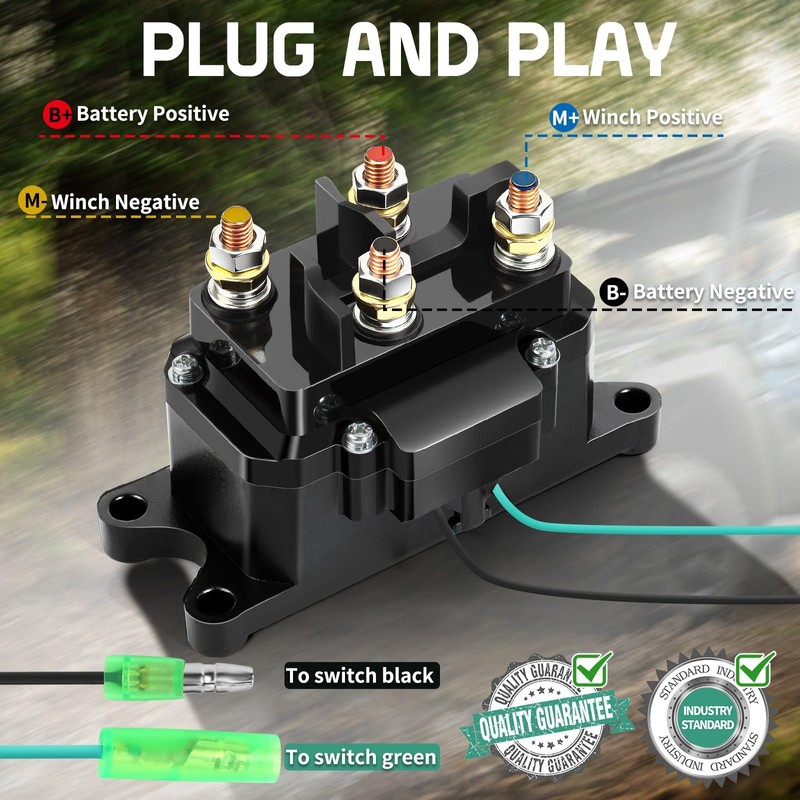 12V 250A Winch Solenoid Relay Contactor with 6 Protecting Caps