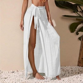 Women's Pilates Wrap Skirt Swimwear Cover-up, Summer Beach Bikini Blouse Style, Free Size Size/Black 5ea