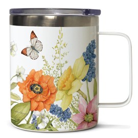 Highland Home Garden Walk Decorative Stainless Steel Insulated Travel Mug with Lid and Handle 12 oz. Manufactured in the USA Dishwasher Safe