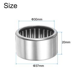 sourcing map HK3020 Needle Roller Bearings Open End, 30x37x20mm Chrome Steel Needle Bearing, P5 (ABEC 5)